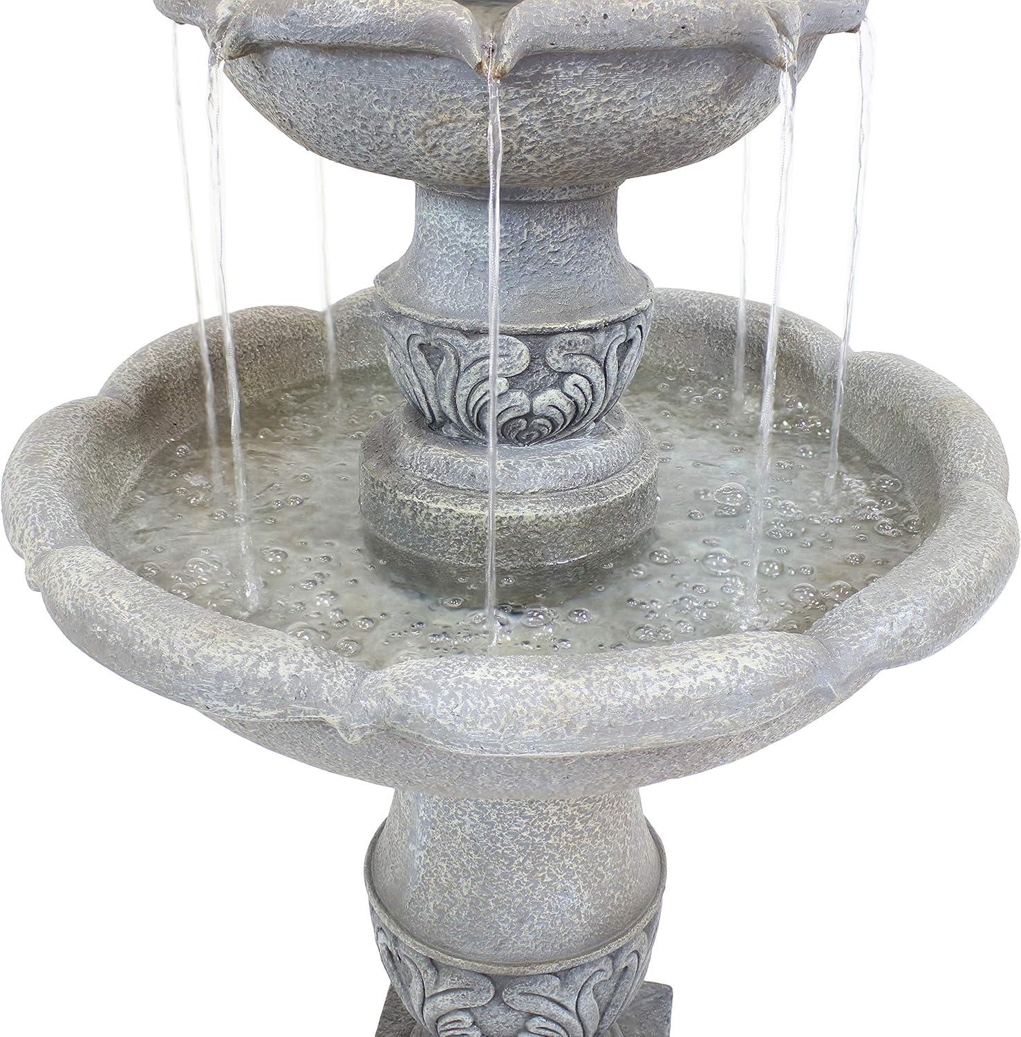image:imageSunnydaze 50Inch 2Tier French Garden Outdoor Water Fountain Glass Fiber Reinforced Concrete Construction Dusty Gray