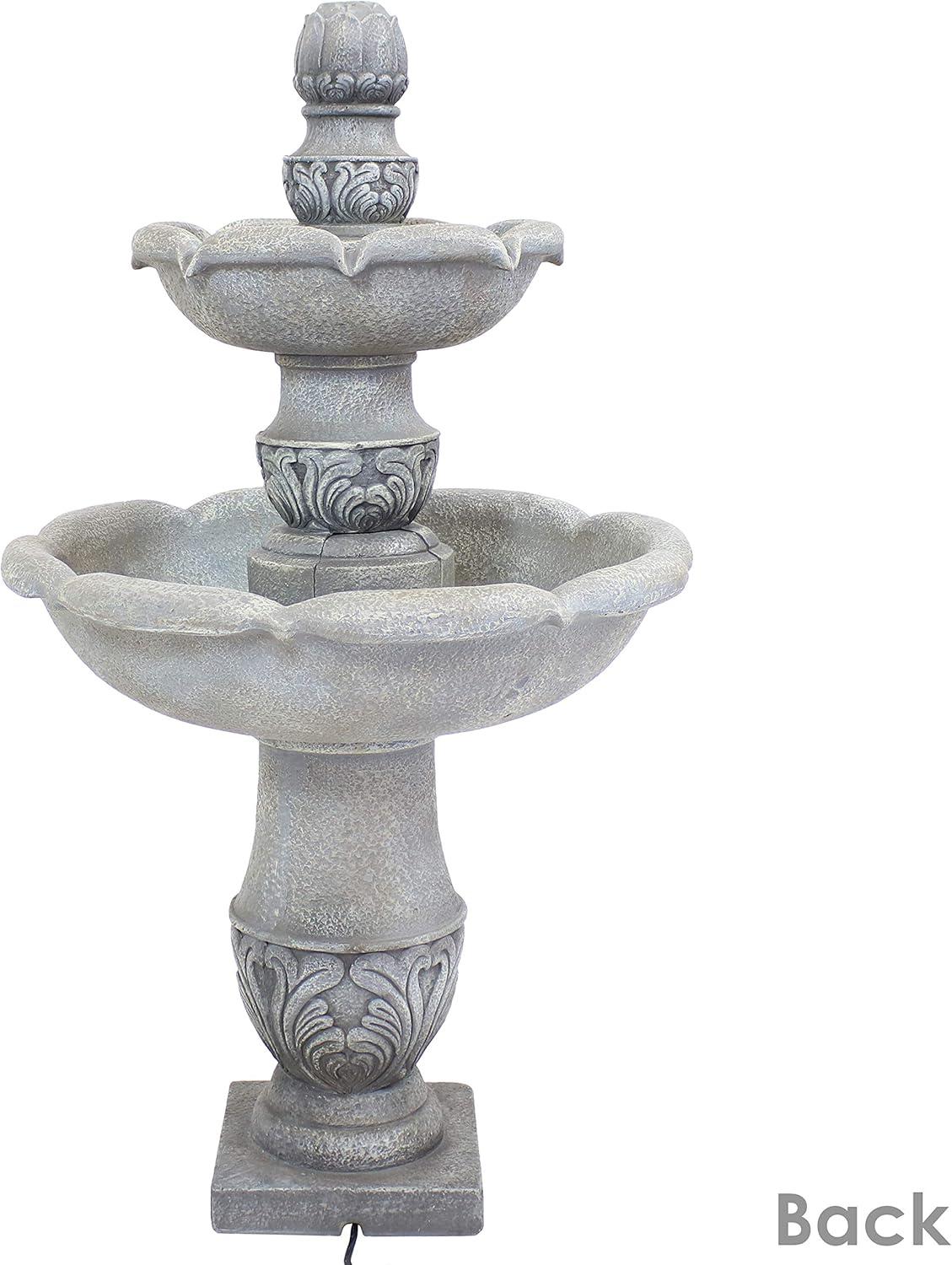 image:imageSunnydaze 50Inch 2Tier French Garden Outdoor Water Fountain Glass Fiber Reinforced Concrete Construction Dusty Gray