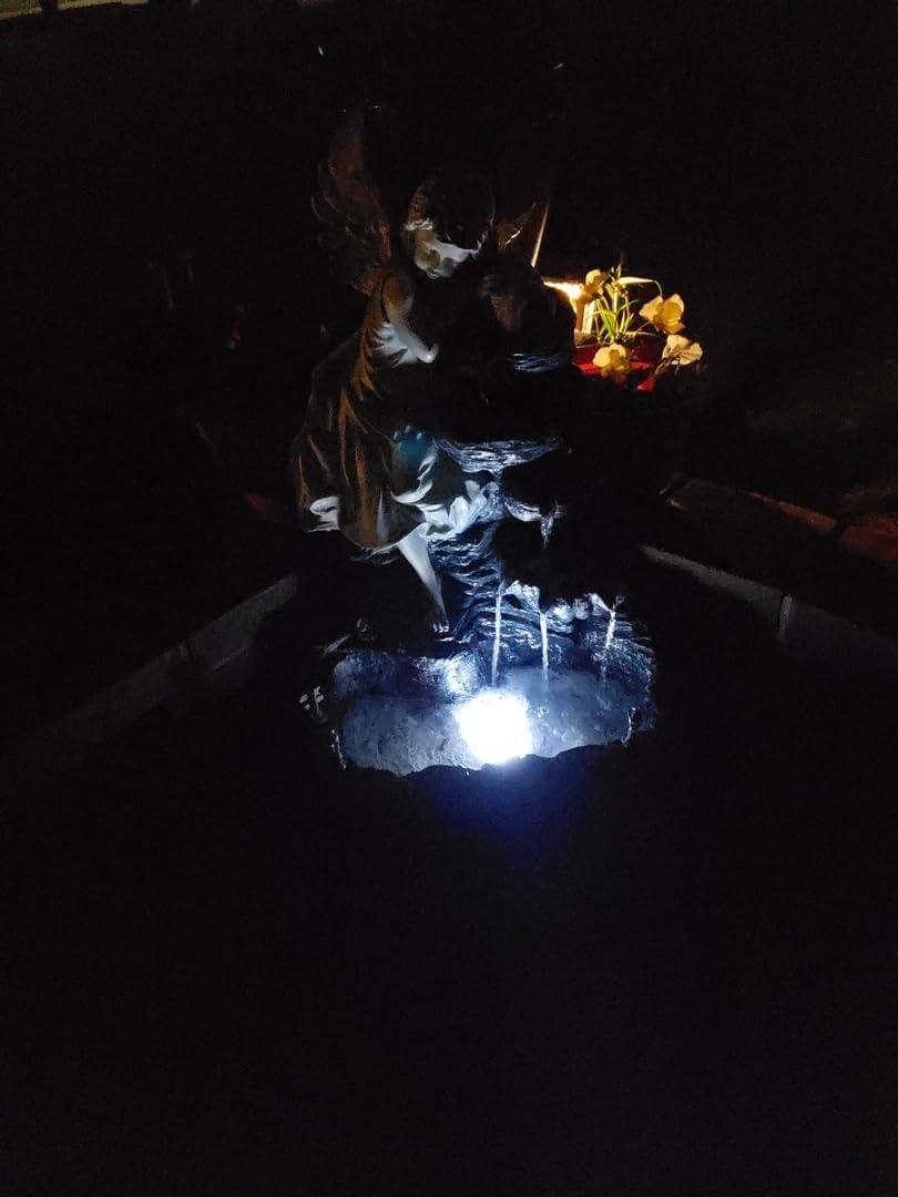 image:imageSunnydaze Angel Falls 29Inch Outdoor Solar Water Fountain Outdoor Water Feature with LED Light for Garden Patio Yard or Balcony