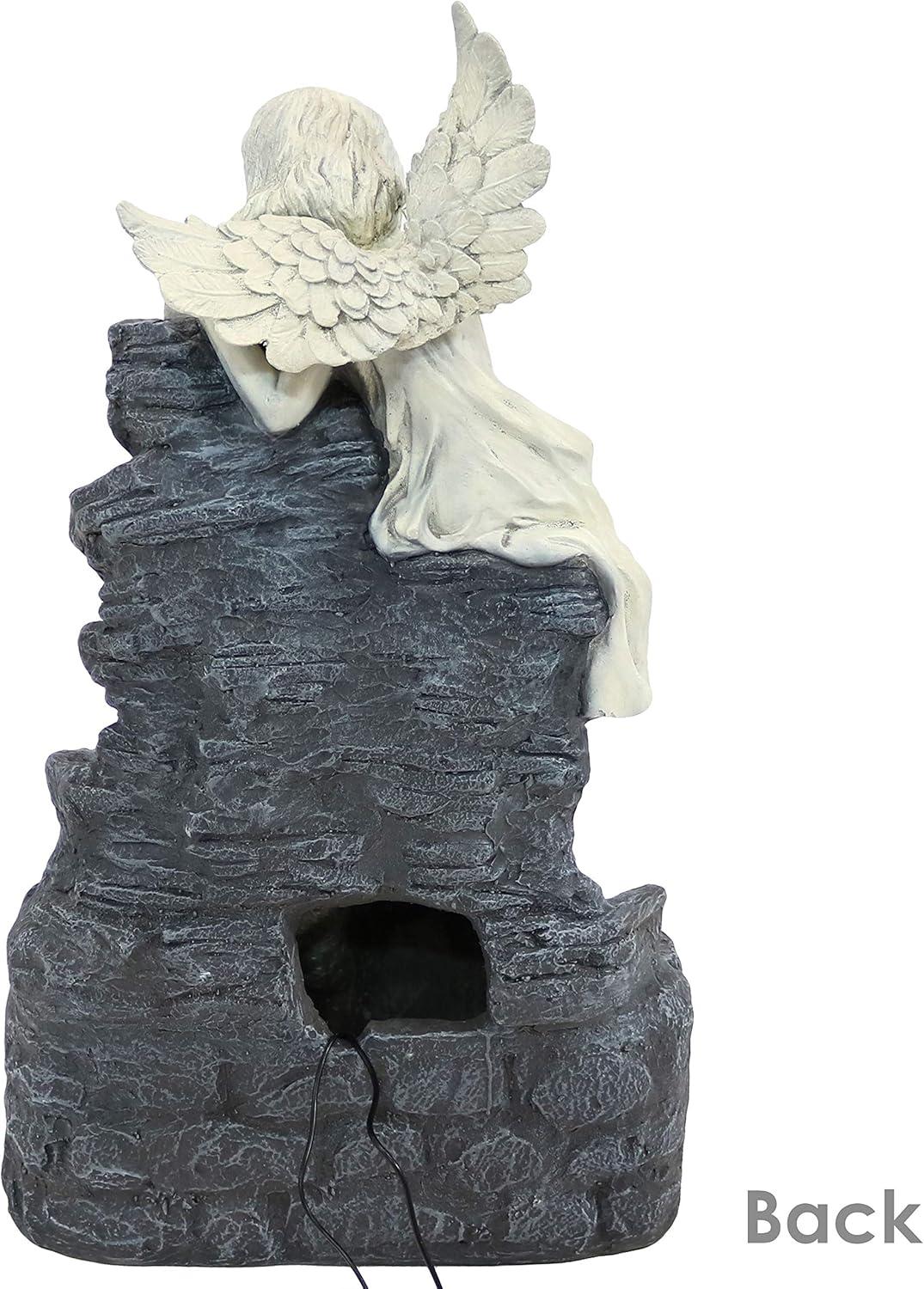 image:imageSunnydaze Angel Falls 29Inch Outdoor Solar Water Fountain Outdoor Water Feature with LED Light for Garden Patio Yard or Balcony