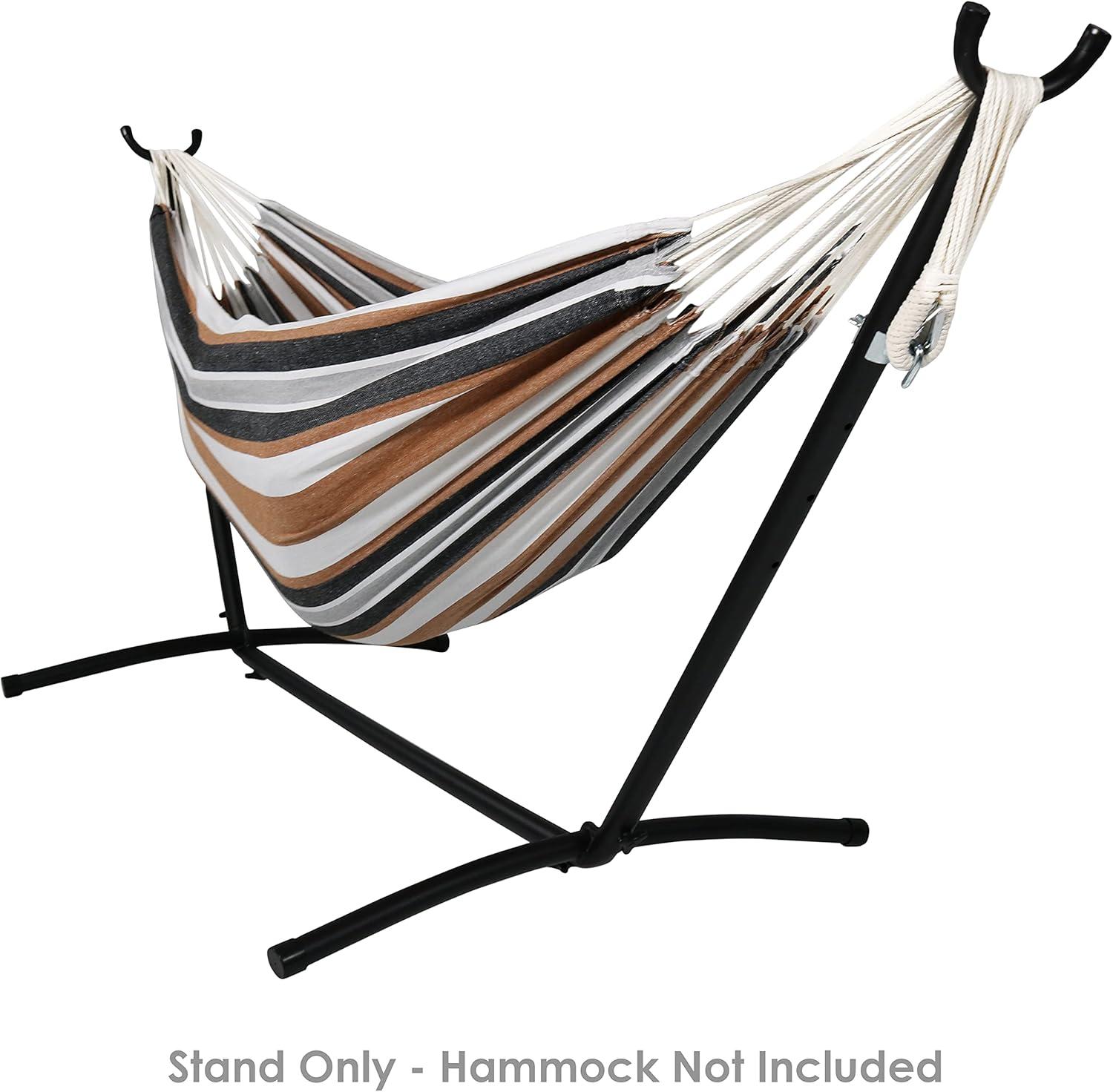 image:imageSunnydaze Brazilian Portable Steel Hammock Stand for Outside with Carrying Case 400Pound Capacity Hammock Frame Black FinishBlack