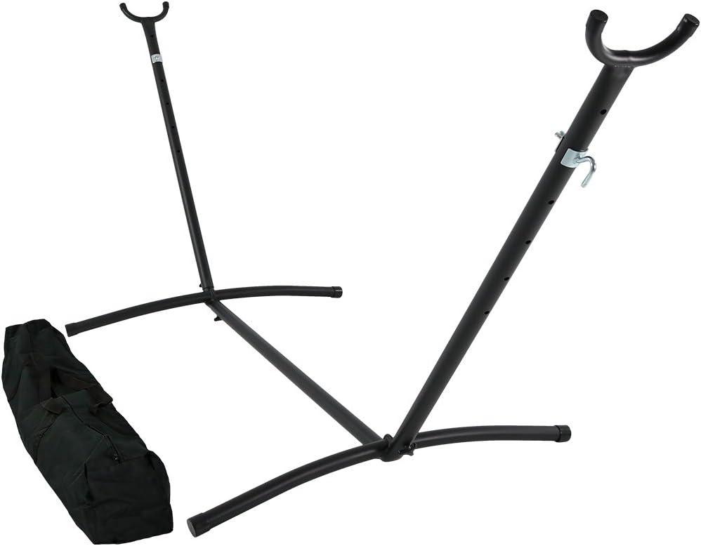 image:imageSunnydaze Brazilian Portable Steel Hammock Stand for Outside with Carrying Case 400Pound Capacity Hammock Frame Black FinishBlack