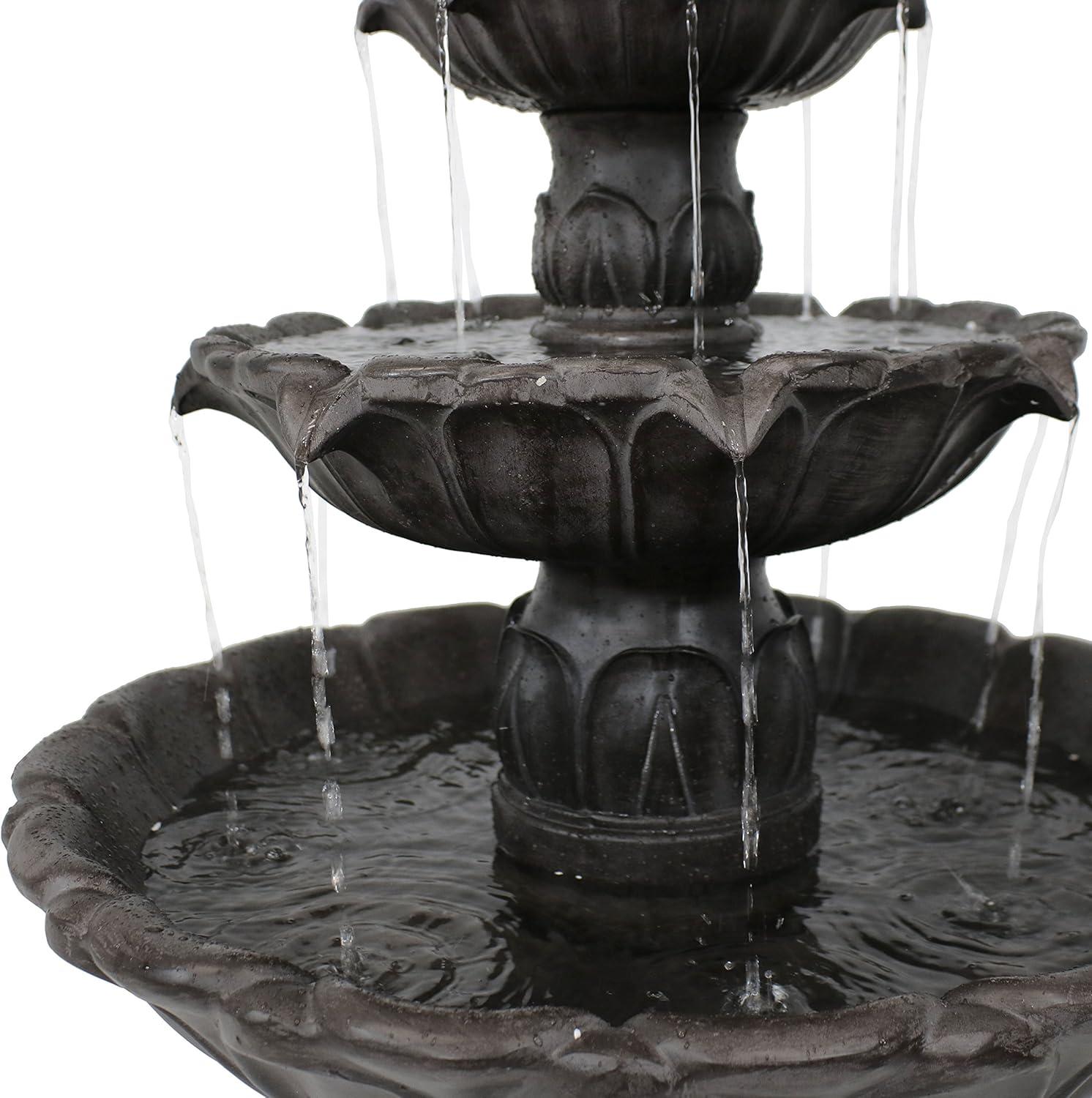 image:imageSunnydaze Classic Tulip 46 Tiered Outdoor Water Fountain 3Tiered Outdoor Fountain for Garden Patio or Backyard Dark BrownDark Brown