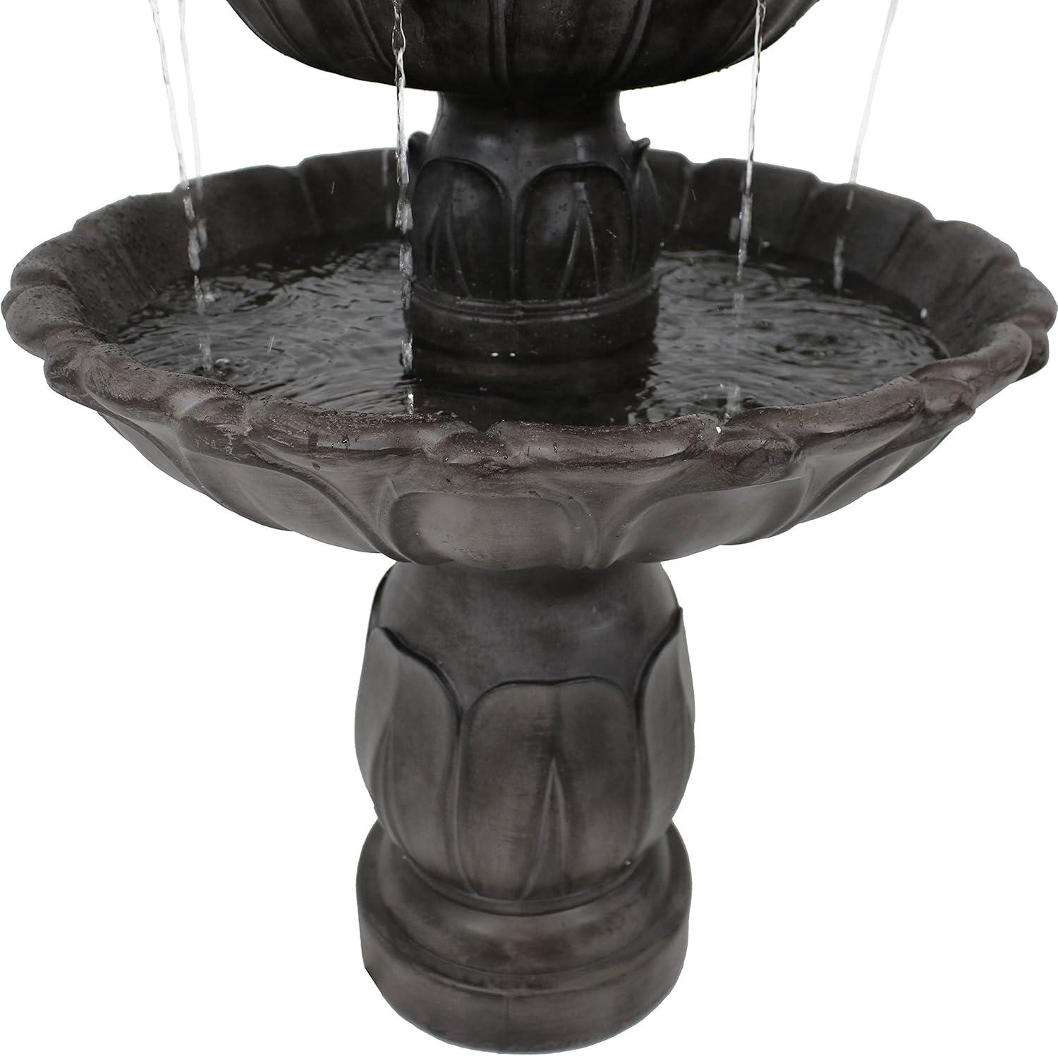 image:imageSunnydaze Classic Tulip 46 Tiered Outdoor Water Fountain 3Tiered Outdoor Fountain for Garden Patio or Backyard Dark BrownDark Brown