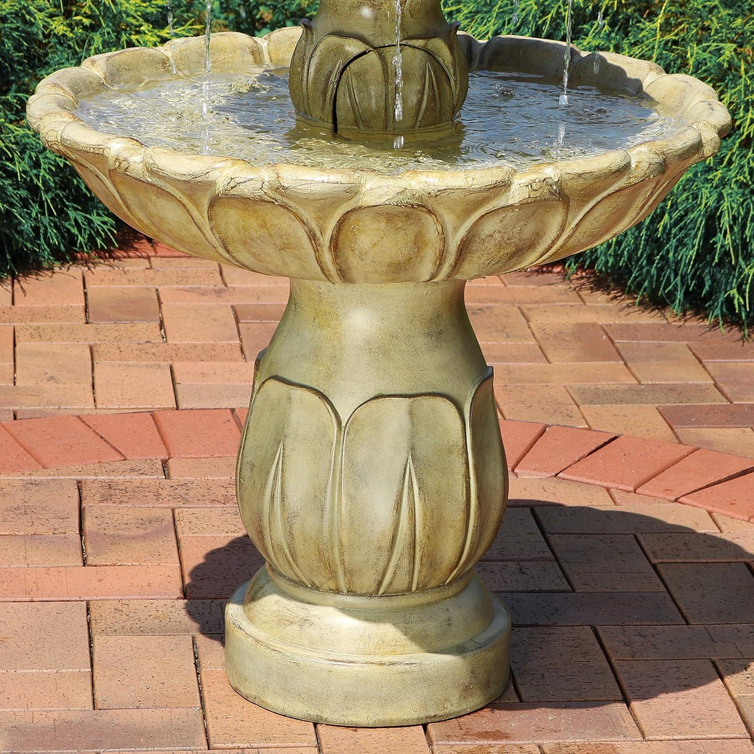 image:imageSunnydaze Classic Tulip 46 Tiered Outdoor Water Fountain 3Tiered Outdoor Fountain for Garden Patio or Backyard Dark BrownGarden Stone