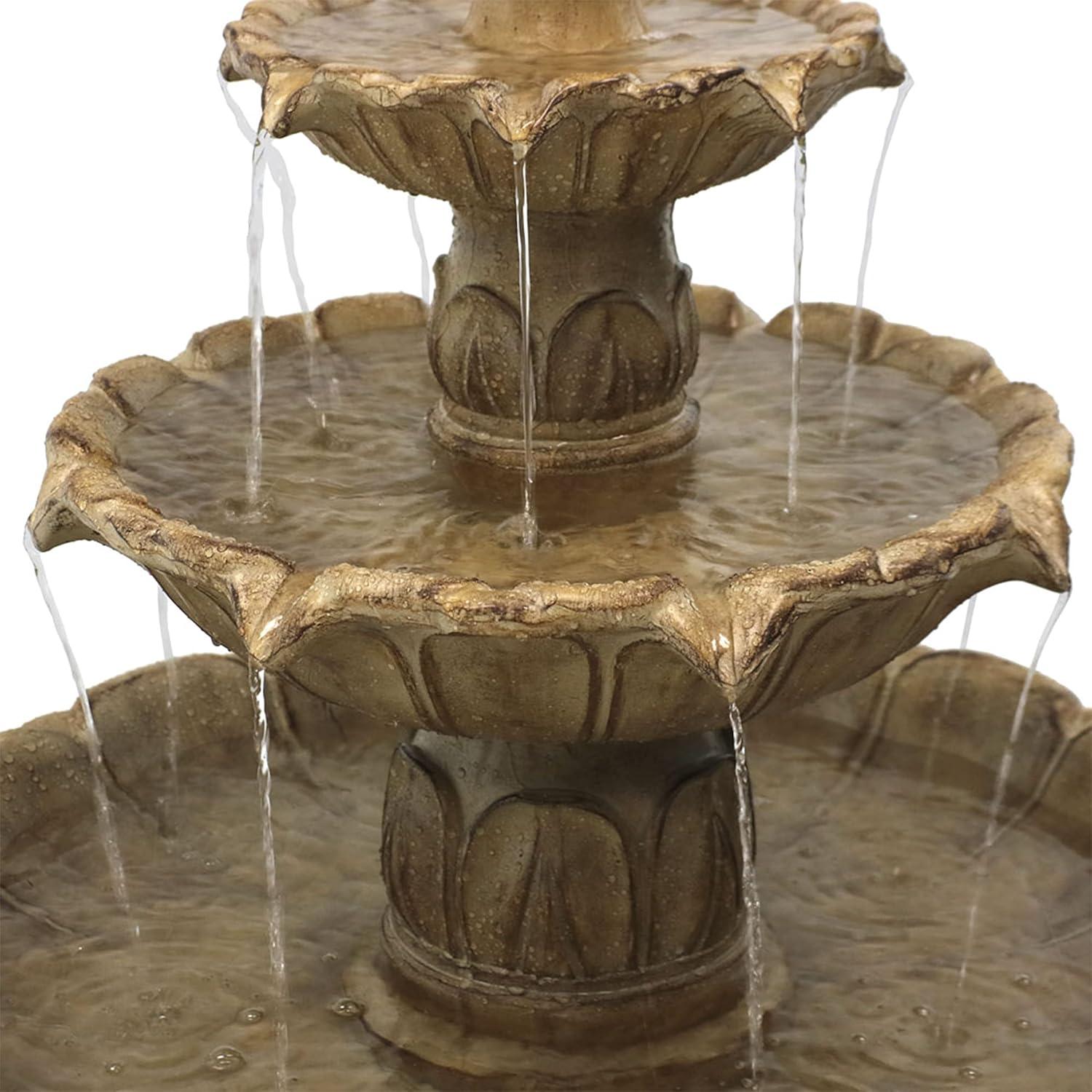 image:imageSunnydaze Classic Tulip 46 Tiered Outdoor Water Fountain 3Tiered Outdoor Fountain for Garden Patio or Backyard Dark BrownGarden Stone