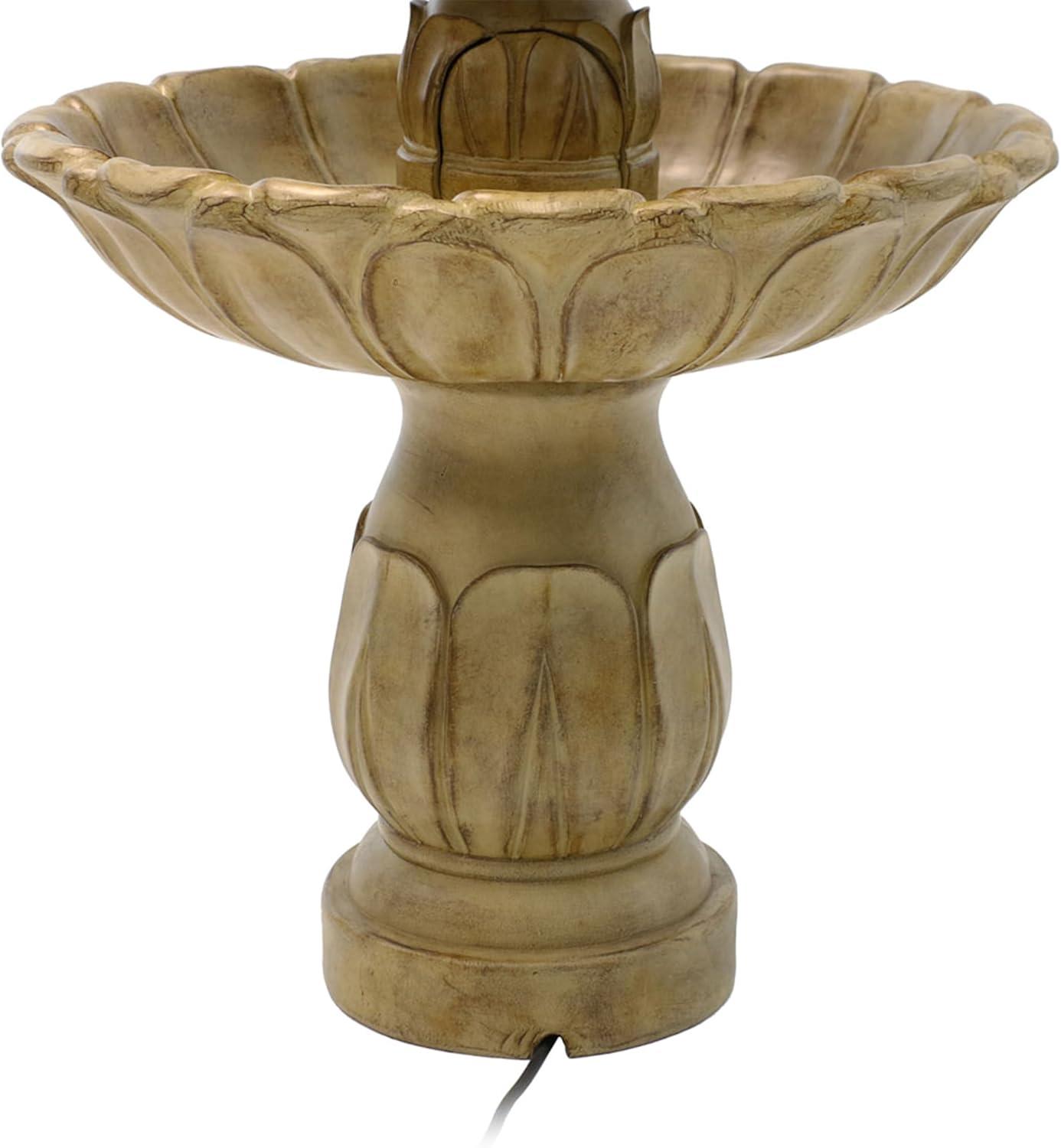 image:imageSunnydaze Classic Tulip 46 Tiered Outdoor Water Fountain 3Tiered Outdoor Fountain for Garden Patio or Backyard Dark BrownGarden Stone