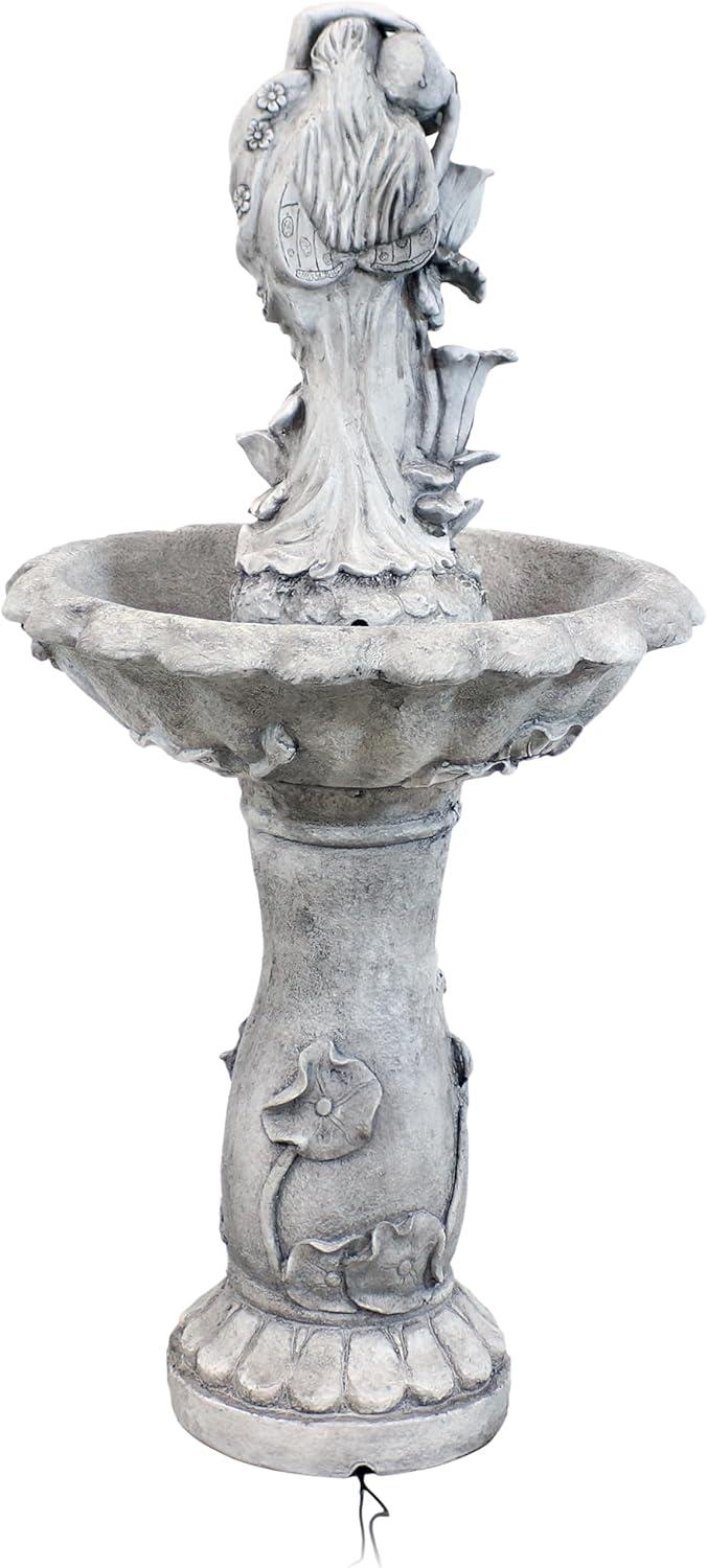 image:imageSunnydaze Fairy Flower Solar Water Fountain 42Inch Outdoor Water Feature with LED Light for Garden Patio Decks