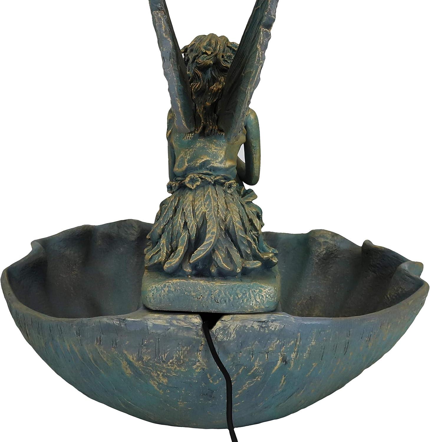image:imageSunnydaze Fairy Shell Outdoor Water Fountain 30Inch Waterfall Fountain with Submersible Pump for The Patio Lawn or Yard