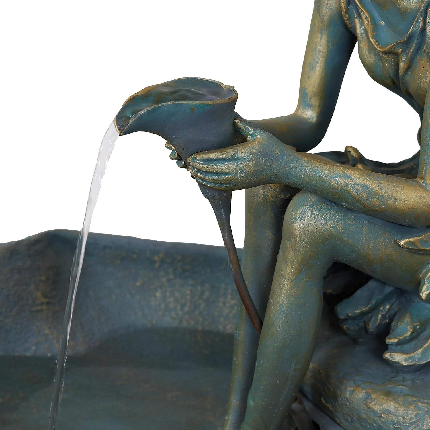 image:imageSunnydaze Fairy Shell Outdoor Water Fountain 30Inch Waterfall Fountain with Submersible Pump for The Patio Lawn or Yard