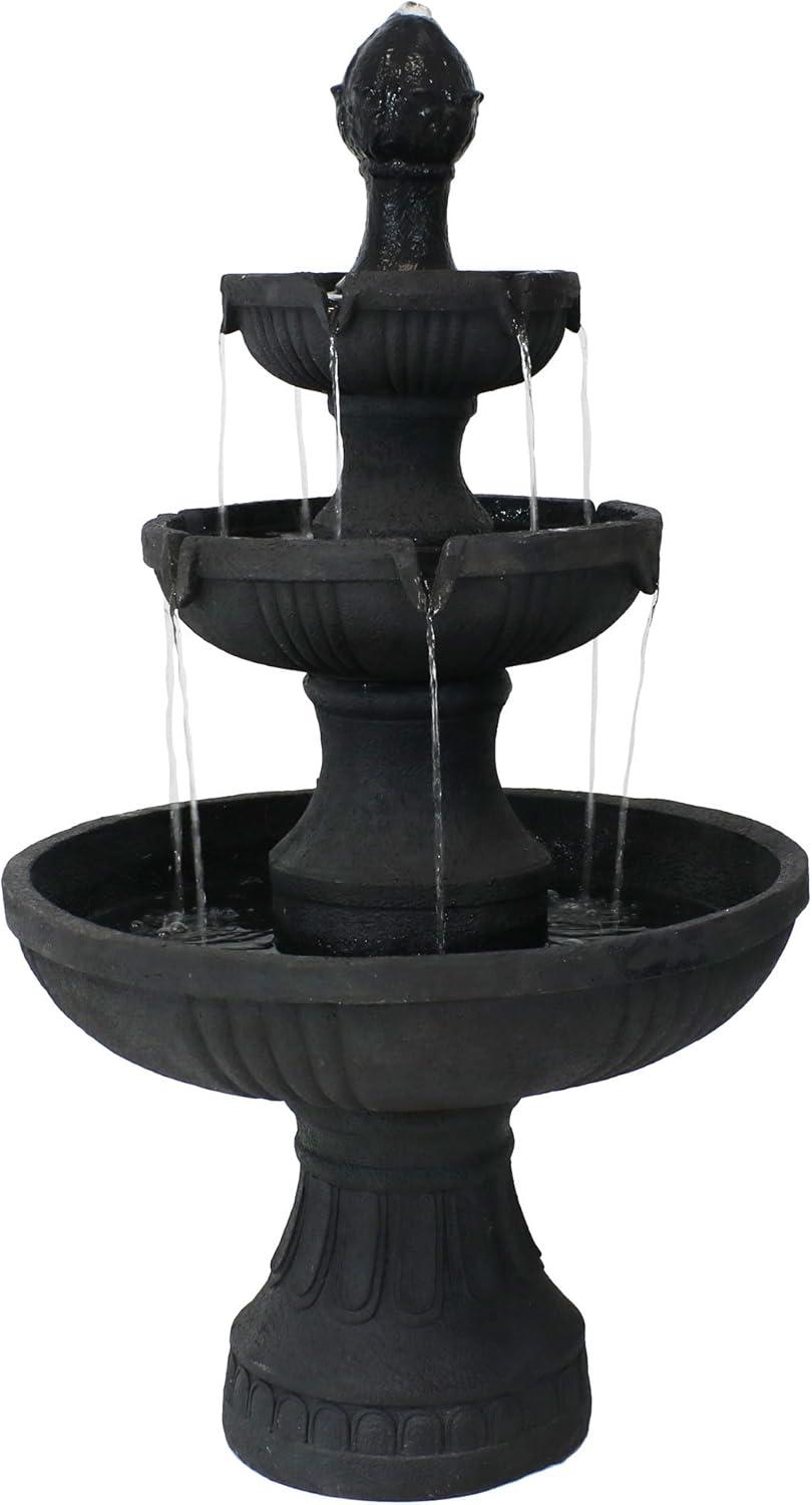 image:imageSunnydaze Flower Blossom 43 Tiered Outdoor Water Fountain 3Tiered Outdoor Fountain for Garden Patio or Backyard Black FinishBlack