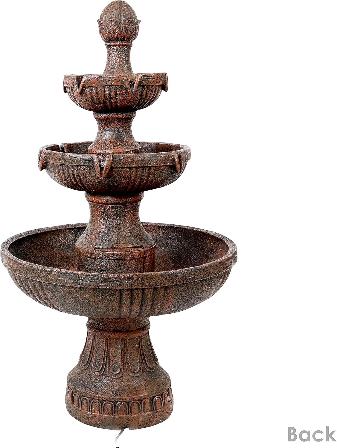 image:imageSunnydaze Flower Blossom 43 Tiered Outdoor Water Fountain 3Tiered Outdoor Fountain for Garden Patio or Backyard Black FinishEarth