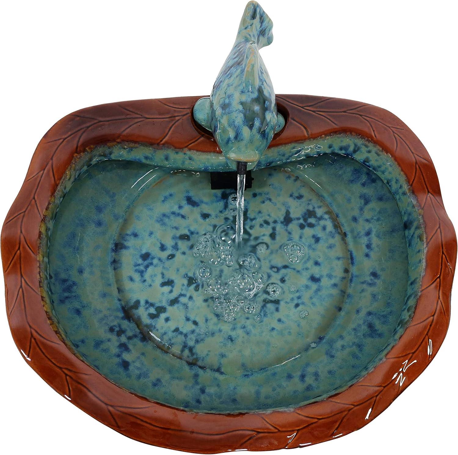 image:imageSunnydaze Glazed Ceramic Fish 7Inch Outdoor Garden Fountain Outdoor Tabletop Fountain for Patio Deck Garden Aqua and BrownAquaBrown