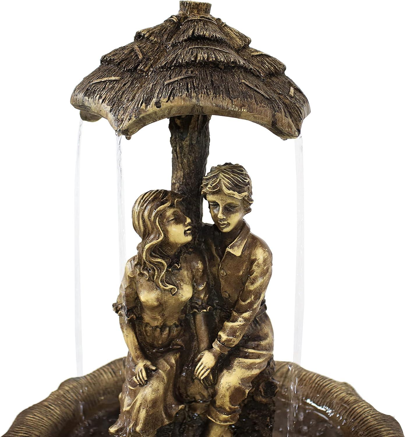 image:imageSunnydaze Lovers Umbrella 43Inch SolarPowered Fountain with Rechargeable Solar Battery Backup and LED Lights for Garden Patio Yard or Balcony