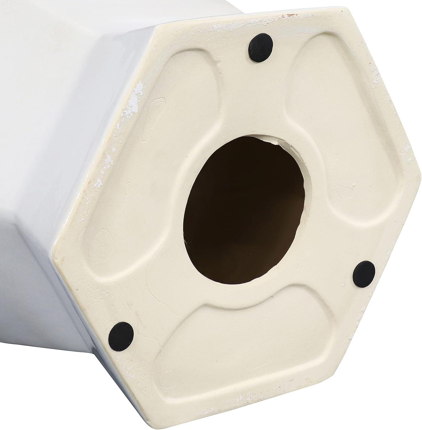 image:imageSunnydaze Marrakesh Ceramic Garden Stool Side Table with Lattice Design Indoor or Outdoor 1775Inch H White Glazed FinishWhite