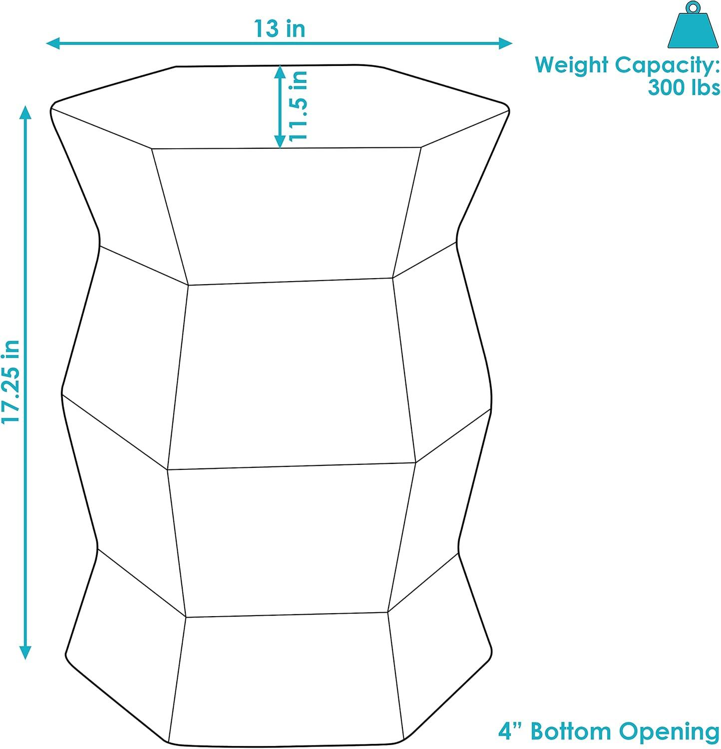 image:imageSunnydaze Marrakesh Ceramic Garden Stool Side Table with Lattice Design Indoor or Outdoor 1775Inch H White Glazed FinishWhite