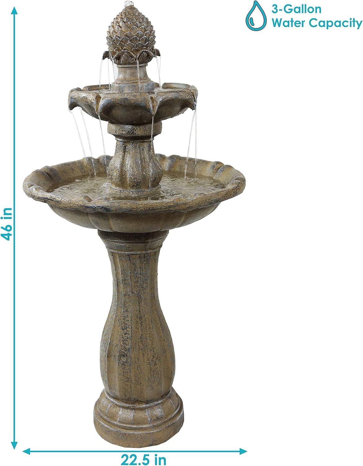 image:imageSunnydaze Pineapple 46Inch 2Tier Outdoor Solar Fountain Decorative Water Fountain with Pump for Garden Patio Yard or Balcony Rust FinishEarth