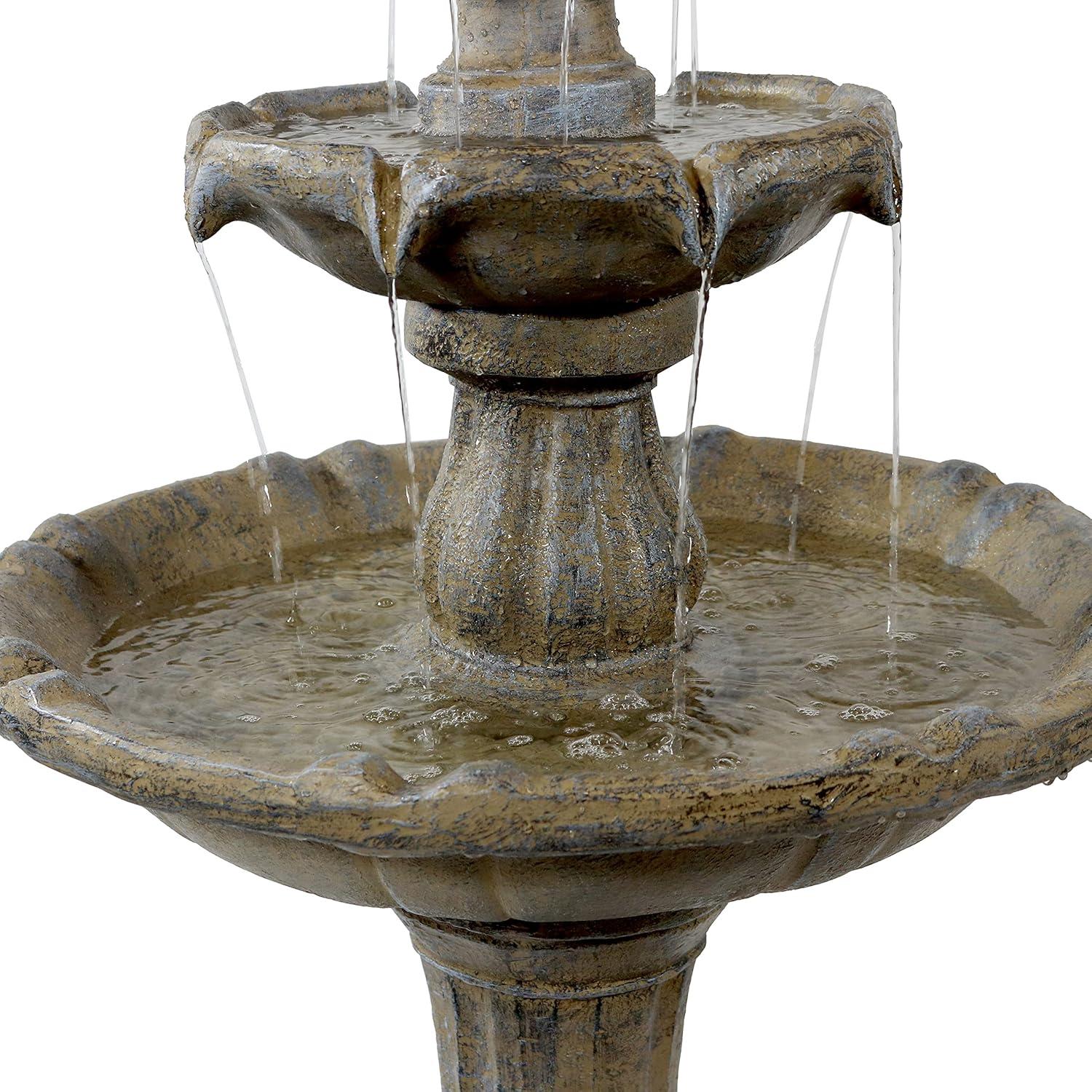 image:imageSunnydaze Pineapple 46Inch 2Tier Outdoor Solar Fountain Decorative Water Fountain with Pump for Garden Patio Yard or Balcony Rust FinishEarth