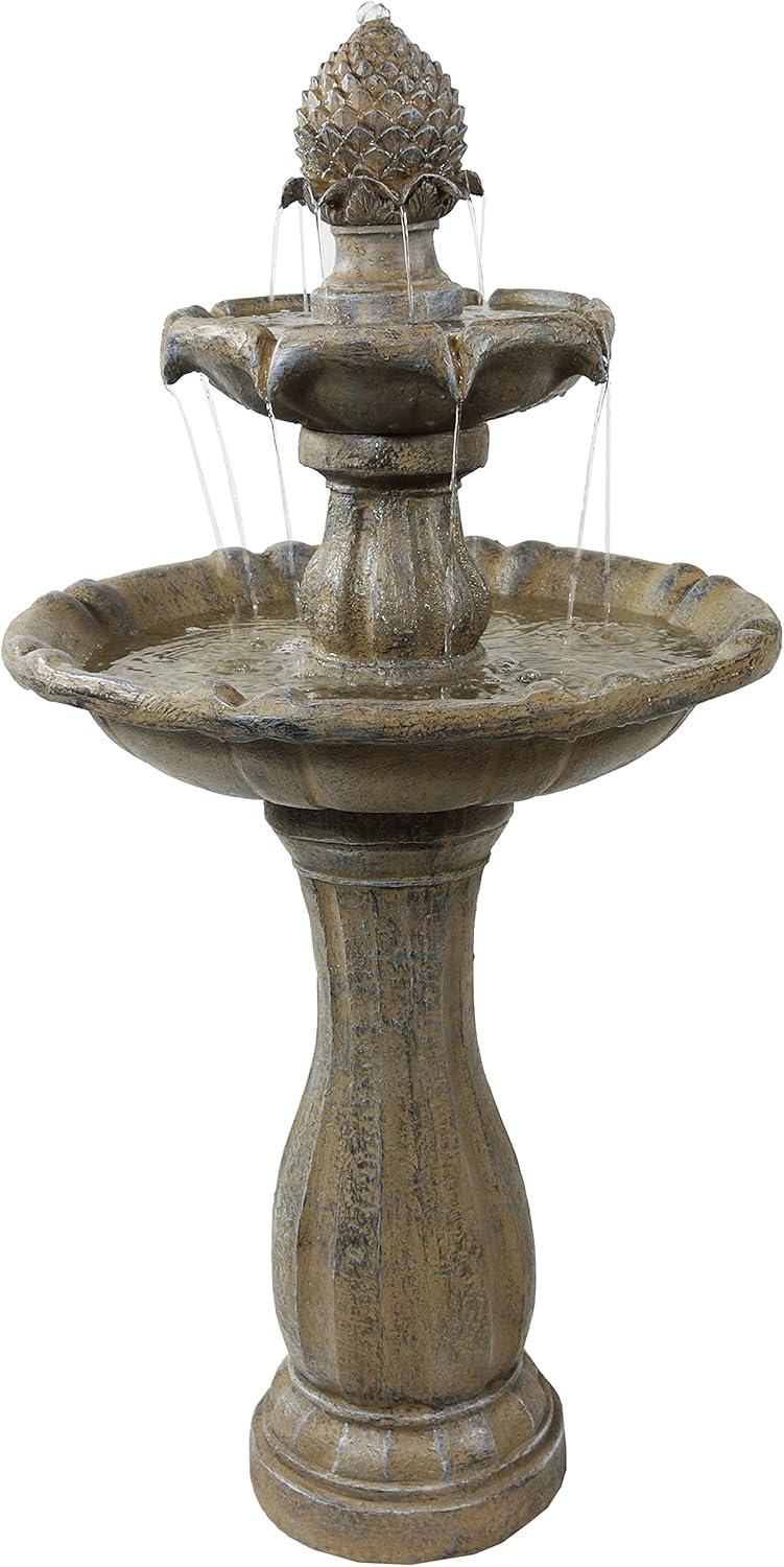 image:imageSunnydaze Pineapple 46Inch 2Tier Outdoor Solar Fountain Decorative Water Fountain with Pump for Garden Patio Yard or Balcony Rust FinishEarth