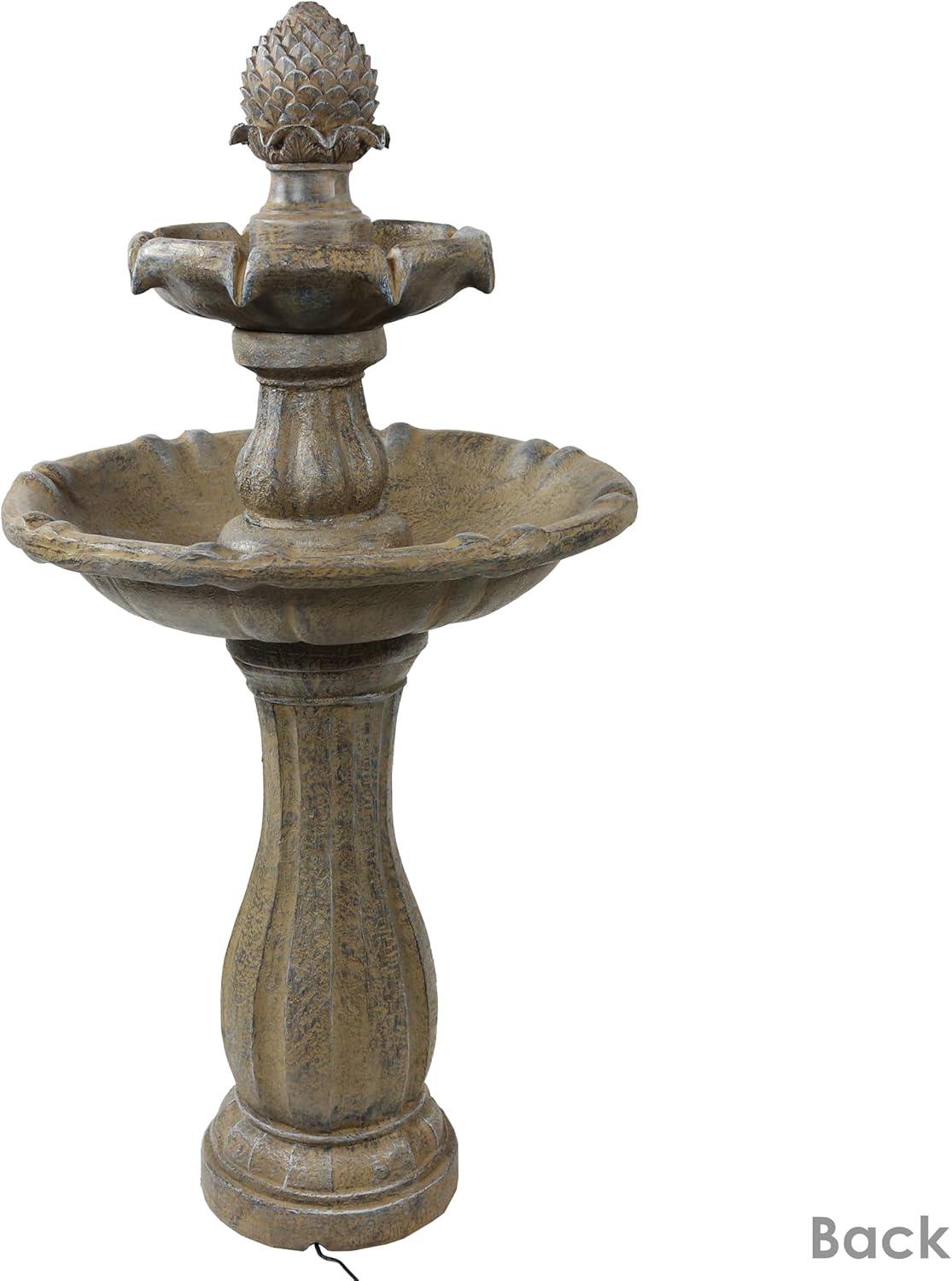 image:imageSunnydaze Pineapple 46Inch 2Tier Outdoor Solar Fountain Decorative Water Fountain with Pump for Garden Patio Yard or Balcony Rust FinishEarth