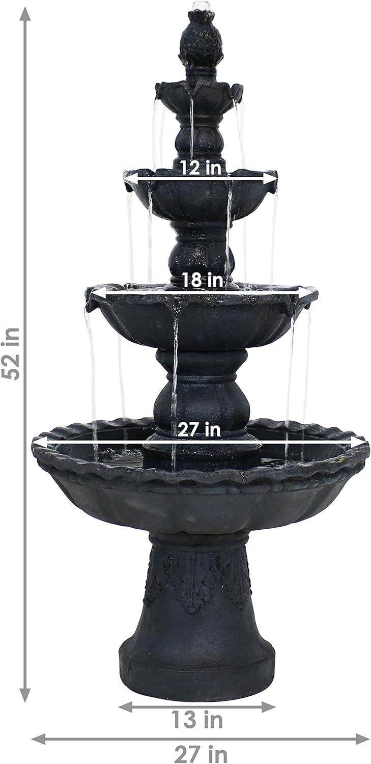 image:imageSunnydaze Pineapple 52Inch 4Tier Outdoor Water Fountain Tall Outdoor Fountain for Garden Patio or Yard EarthBlack