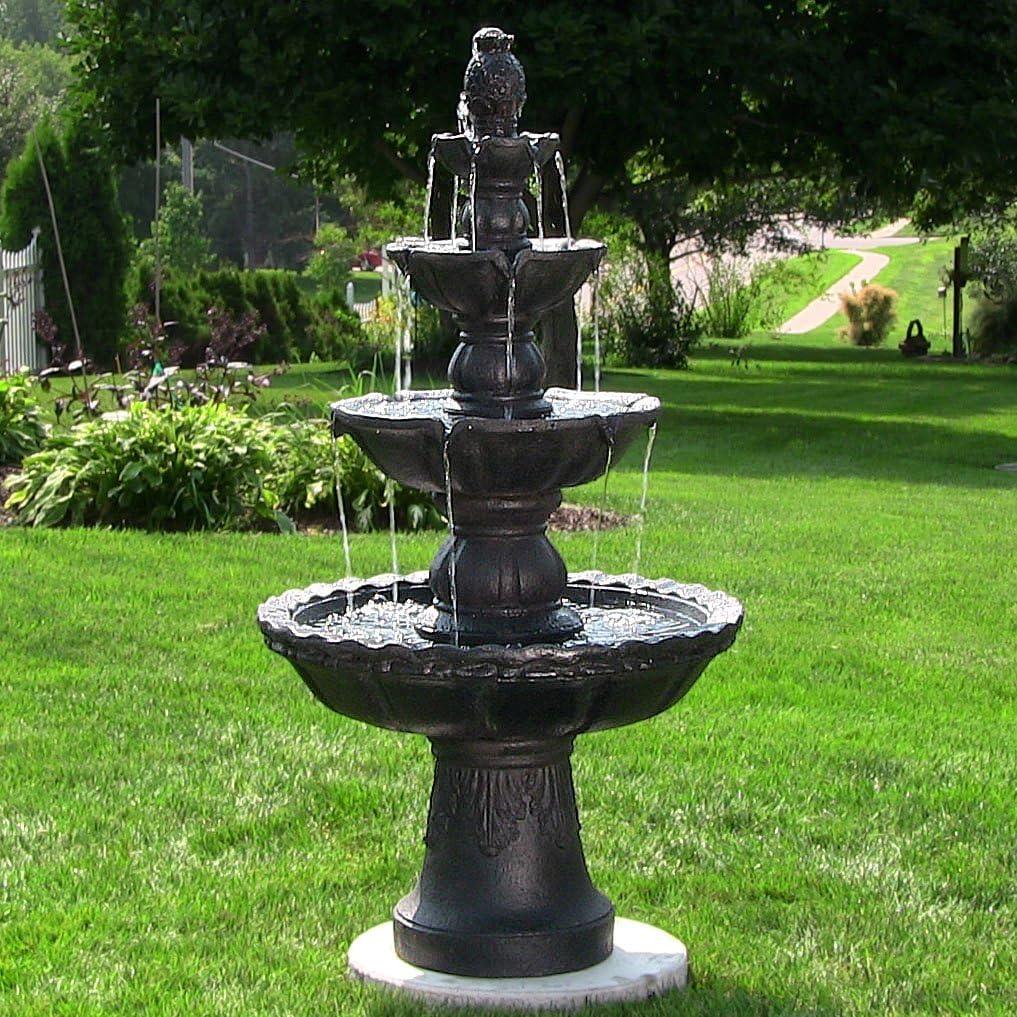image:imageSunnydaze Pineapple 52Inch 4Tier Outdoor Water Fountain Tall Outdoor Fountain for Garden Patio or Yard EarthBlack