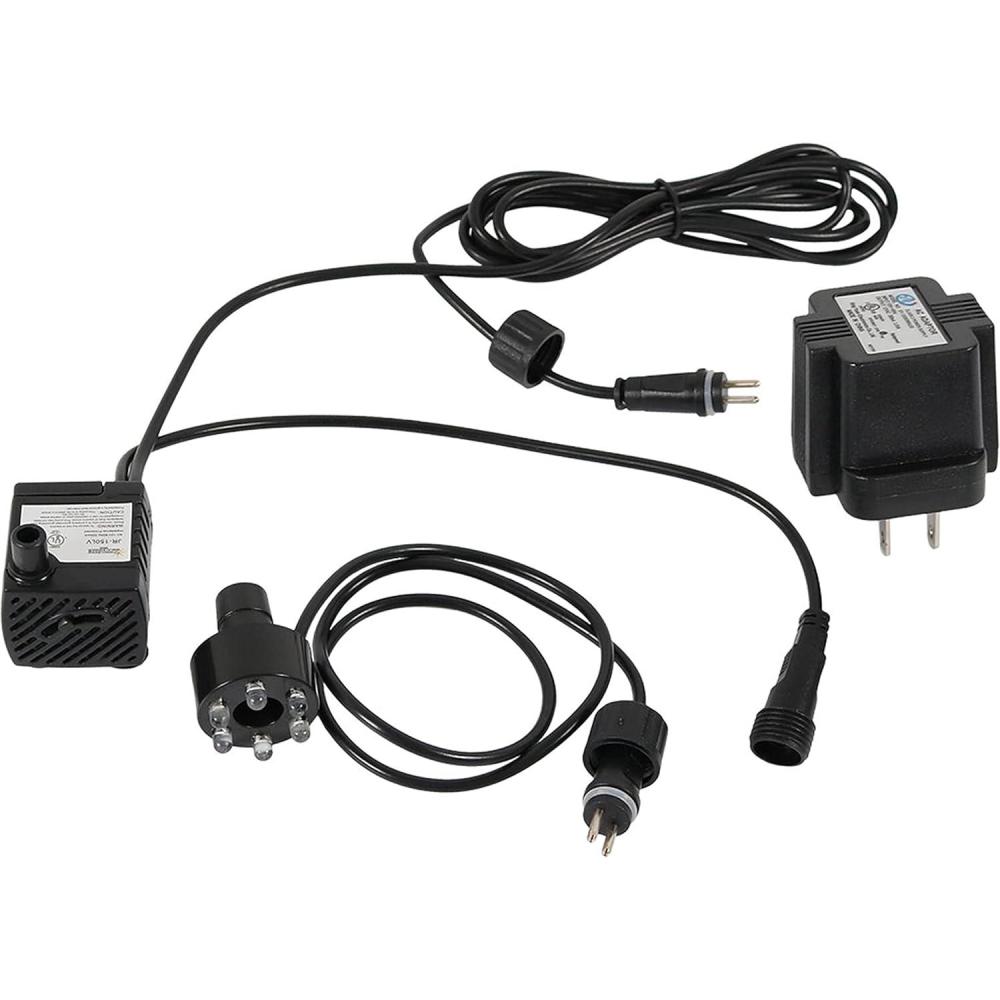image:imageSunnydaze 40 GPH Submersible Water Pump  12V Small Fountain Pump with Adjustable Flow LED Light amp Transformer for Fountains Bird Baths AquariumsMulticolor Light