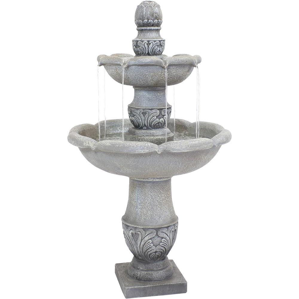 image:imageSunnydaze 50Inch 2Tier French Garden Outdoor Water Fountain Glass Fiber Reinforced Concrete Construction Dusty Gray