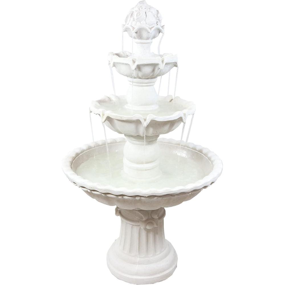 image:imageSunnydaze 52Inch 3Tier Outdoor Water Fountain with Fruit Top Large Outdoor Water Feature for Garden Patio Yard or Balcony White