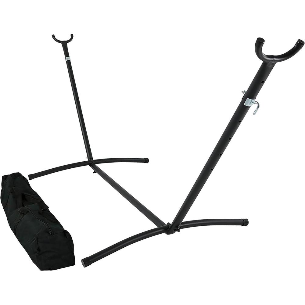 image:imageSunnydaze Brazilian Portable Steel Hammock Stand for Outside with Carrying Case 400Pound Capacity Hammock Frame Black FinishBlack