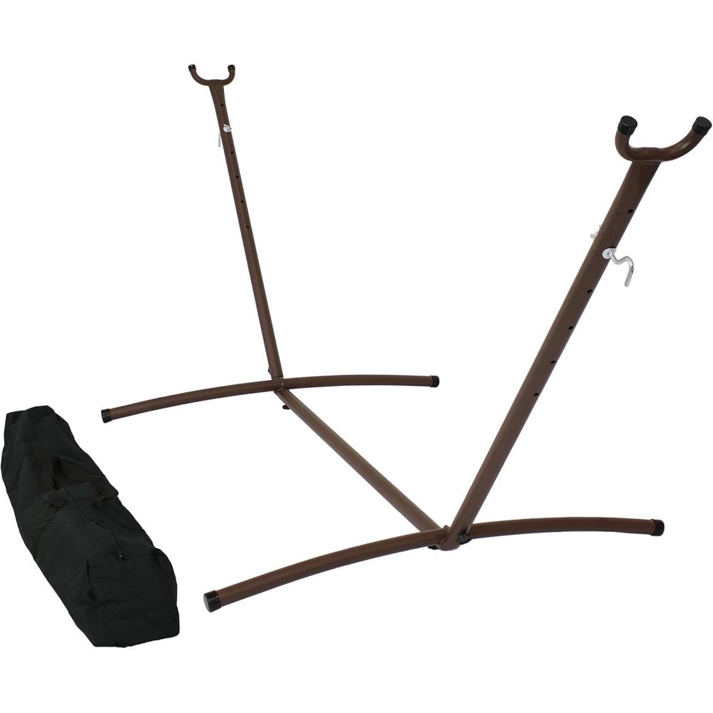 image:imageSunnydaze Brazilian Portable Steel Hammock Stand for Outside with Carrying Case 400Pound Capacity Hammock Frame Black FinishBronze