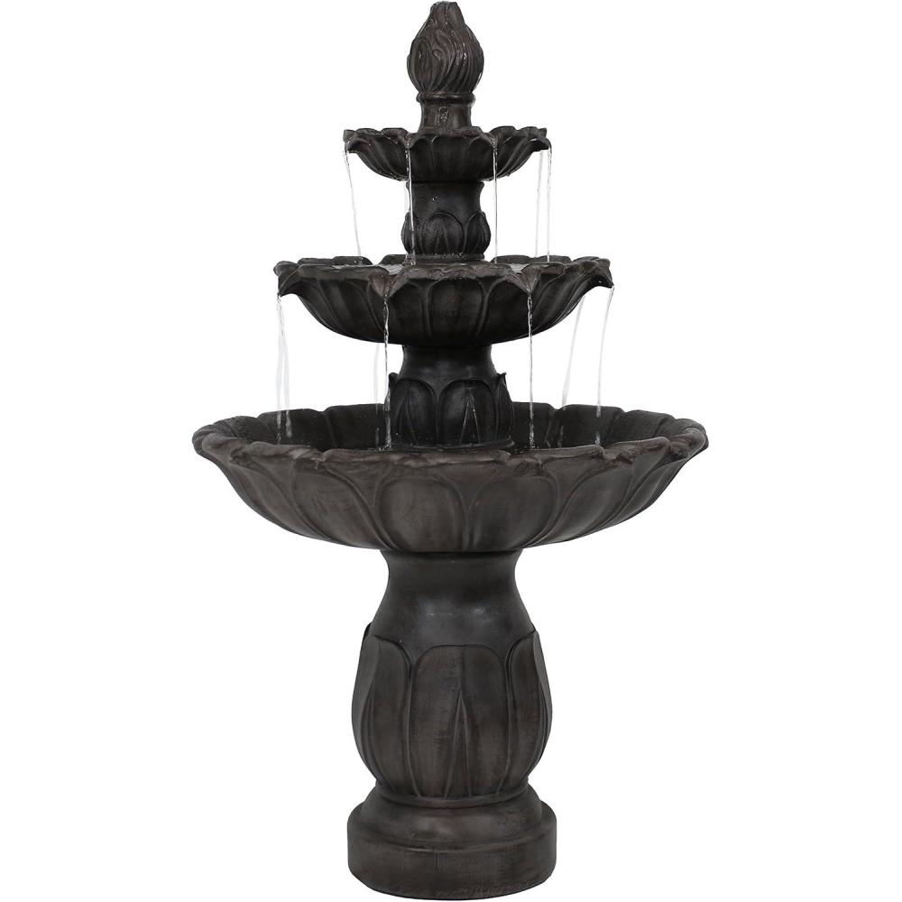 image:imageSunnydaze Classic Tulip 46 Tiered Outdoor Water Fountain 3Tiered Outdoor Fountain for Garden Patio or Backyard Dark BrownDark Brown