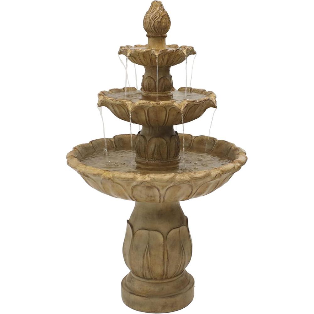 image:imageSunnydaze Classic Tulip 46 Tiered Outdoor Water Fountain 3Tiered Outdoor Fountain for Garden Patio or Backyard Dark BrownGarden Stone