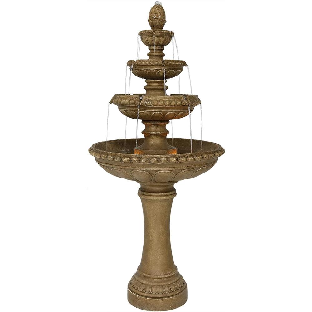 image:imageSunnydaze Eggshell 65Inch 4Tier Outdoor Water Fountain with LED Light for Patio Yard or Deck