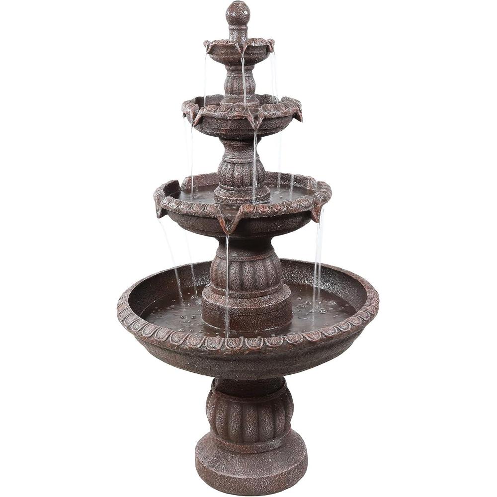 image:imageSunnydaze Mediterranean 49Inch 4Tier Outdoor Water Fountain with Electric Submersible Pump for Garden Patio or Yard