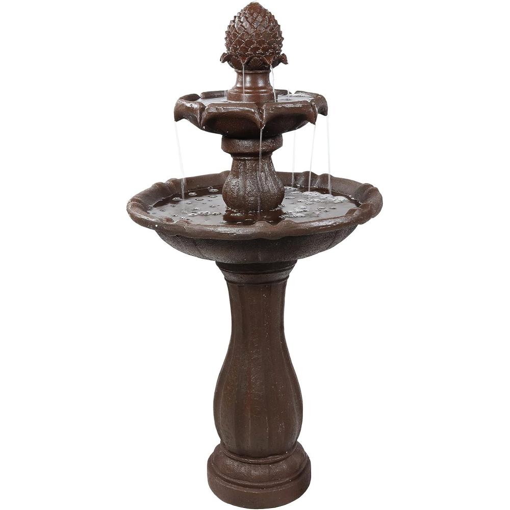 image:imageSunnydaze Pineapple 46Inch 2Tier Outdoor Solar Fountain Decorative Water Fountain with Pump for Garden Patio Yard or Balcony Rust FinishRust
