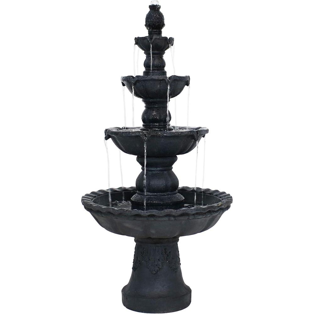 image:imageSunnydaze Pineapple 52Inch 4Tier Outdoor Water Fountain  Tall Outdoor Fountain for Garden Patio or Yard  EarthBlack