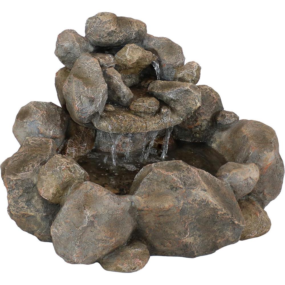 image:imageSunnydaze Rocky Ravine Electric Water Fountain  18Inch Outdoor Water Feature with Submersible Pump  for Garden Patio Deck
