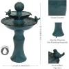 Sunnydaze 27″ H 2-Tier Ceramic Water Fountain – Outdoor Water Feature for Patio, Yard, Balcony – Garden Fountain – Blue(Blue)