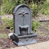 Sunnydaze 28-Inch Outdoor French-Inspired Flat Back Water Fountain – Glass Fiber Reinforced Concrete Construction