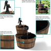 Sunnydaze 2-Tier Wood Barrel Water Fountain – 34-Inch Vintage Water Pump Fountain with Submersible Pump – for Garden, Patio, Decks(23″ H 2-Tier)