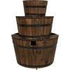 Sunnydaze 2-Tier Wood Barrel Water Fountain – 34-Inch Vintage Water Pump Fountain with Submersible Pump – for Garden, Patio, Decks(30″ H 3-Tier)
