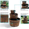 Sunnydaze 2-Tier Wood Barrel Water Fountain – 34-Inch Vintage Water Pump Fountain with Submersible Pump – for Garden, Patio, Decks(30″ H 3-Tier)