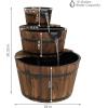 Sunnydaze 2-Tier Wood Barrel Water Fountain – 34-Inch Vintage Water Pump Fountain with Submersible Pump – for Garden, Patio, Decks(30″ H 3-Tier)