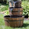 Sunnydaze 2-Tier Wood Barrel Water Fountain – 34-Inch Vintage Water Pump Fountain with Submersible Pump – for Garden, Patio, Decks(30″ H 3-Tier)