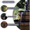 Sunnydaze 2-Tier Wood Barrel Water Fountain – 34-Inch Vintage Water Pump Fountain with Submersible Pump – for Garden, Patio, Decks(34″ H 2-Tier)