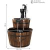 Sunnydaze 2-Tier Wood Barrel Water Fountain – 34-Inch Vintage Water Pump Fountain with Submersible Pump – for Garden, Patio, Decks(34″ H 2-Tier)