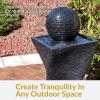 Sunnydaze 32-Inch Outdoor Solar Water Fountain – Backyard Water Fountain with Solar Battery Backup and LED Light for Garden, Patio, Yard or Balcony