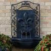 Sunnydaze 33″ Outdoor Wall Water Fountain with Pump and Panel – Florentine Finish – French Lily – Solar-Powered(Lead)