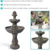 Sunnydaze 33″ Pineapple 2-Tier Solar Powered Fountain with Rechargeable Solar Battery Backup for Garden, Patio, Yard or Balcony